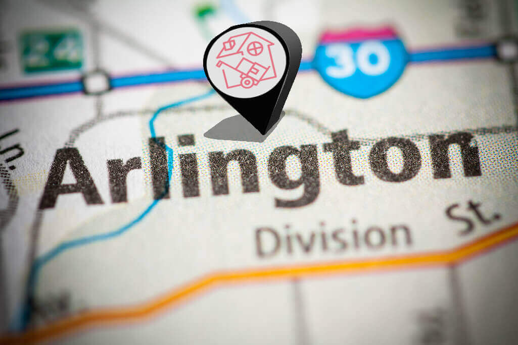 Arlington Moving Services Map with pin